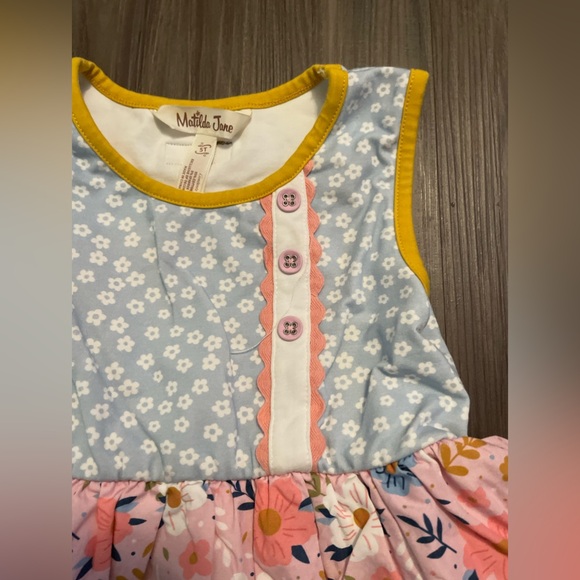 Matilda Jane Joyful Jamboree Pink Blue floral checkered Sleeveless Sundress -5T - Picture 6 of 9